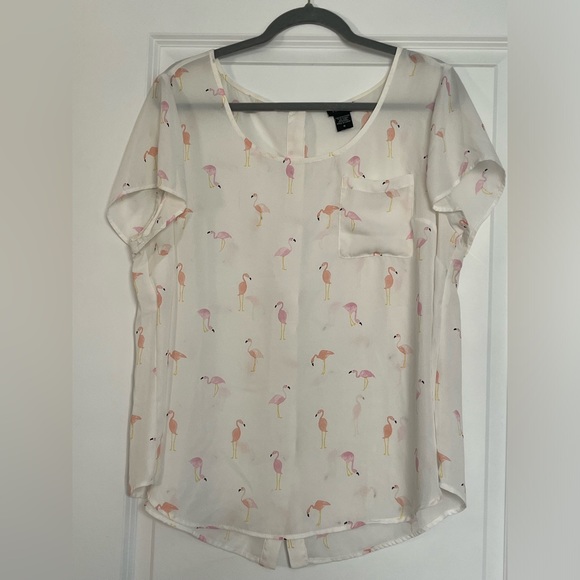 torrid Tops - EUC Torrid Sheer Flamingo Top (0X)